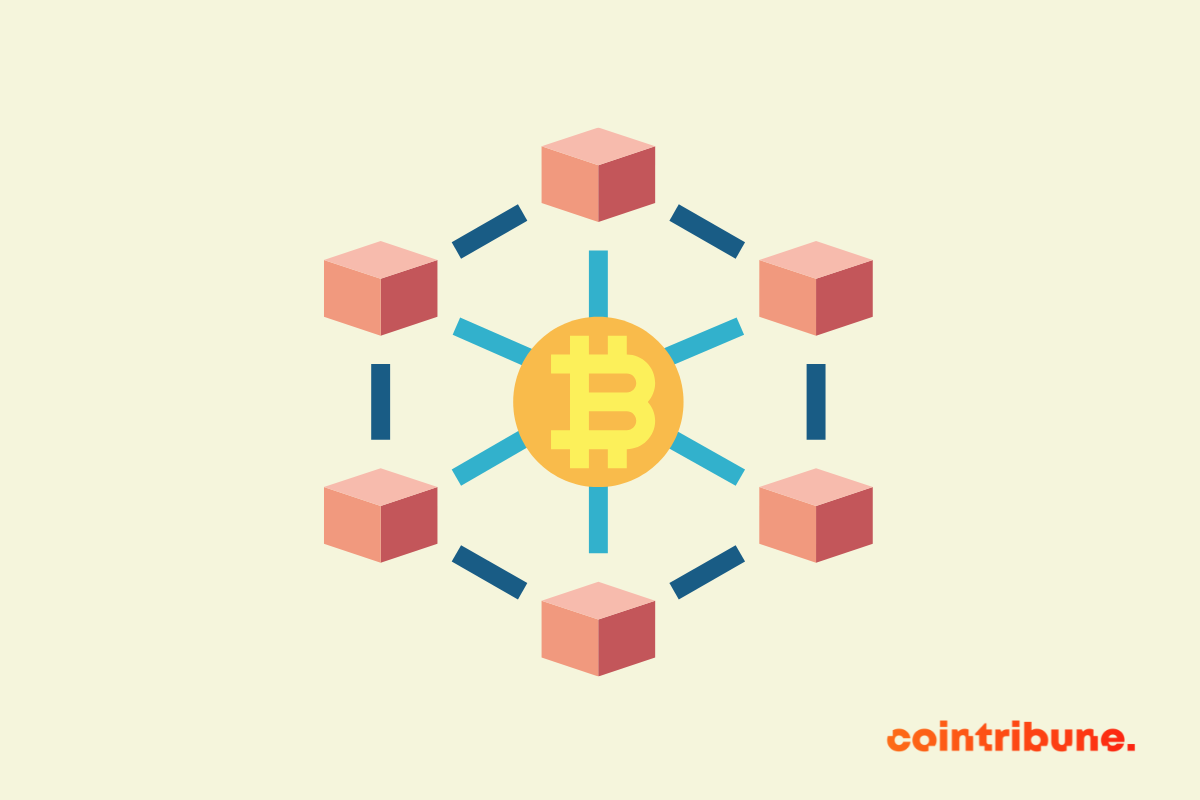A pictogram representing the Bitcoin blockchain